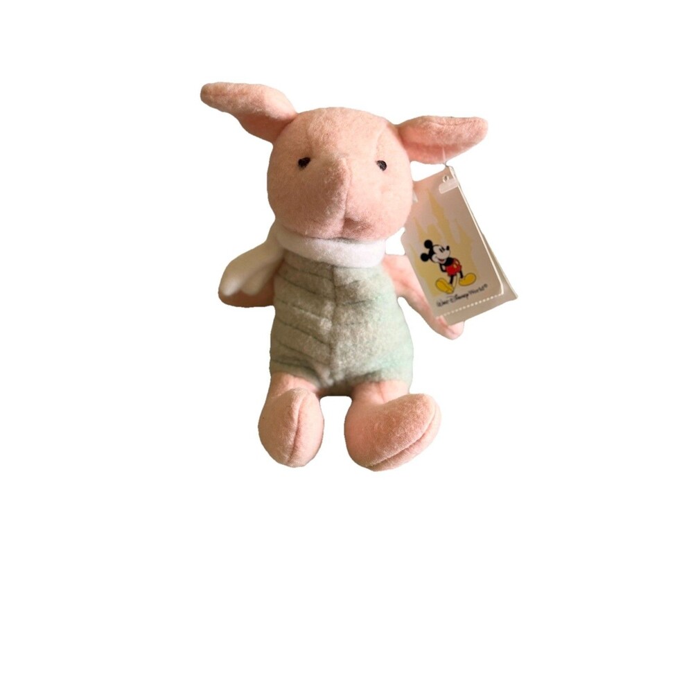 Vtg Walt Disney World PIGLET 7.5" Mini Bean Bag Plush Winnie the Pooh With Tag